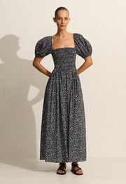 Shirred Bodice Peasant Dress - Dandelion - Matteau